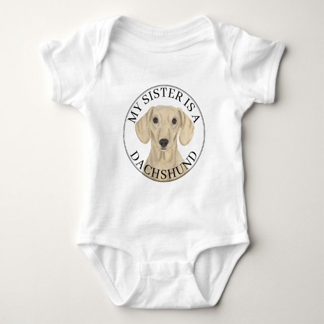 Glatter Creme-Dackel große Schwester Baby Strampler (Vorderseite)