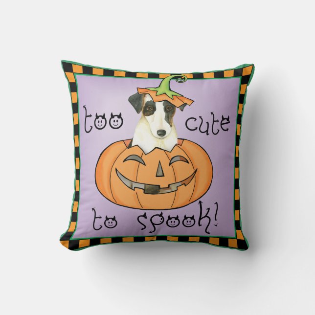 Glatter Foxterrier Halloweens Kissen (Vorderseite)