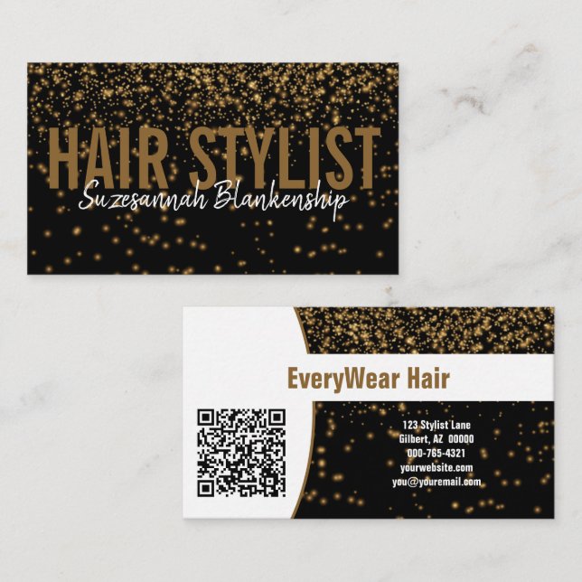 Glatter Gold-Glitzer über schwarzen benutzerdefini Visitenkarte (Vorne/Hinten)