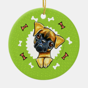 Glatter Hundeknochen-WeihnachtsKranz Brüssels Keramikornament