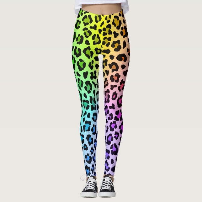 Glatter Regenbogen kühl und schön Leopard Tier Leggings (Vorderseite)