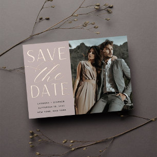 Glatter Schriftzug   Einzelnes Foto Save the Date Folieneinladung