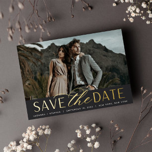 Glatter Schriftzug Einzelnes Foto Save the Date Folieneinladung