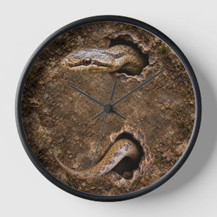 Glatter Snake, der aus felsigen Löchern hervorkomm Uhr