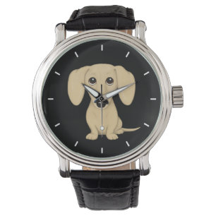 Glatter überzogener niedlicher Dackel-Sahnehund Armbanduhr