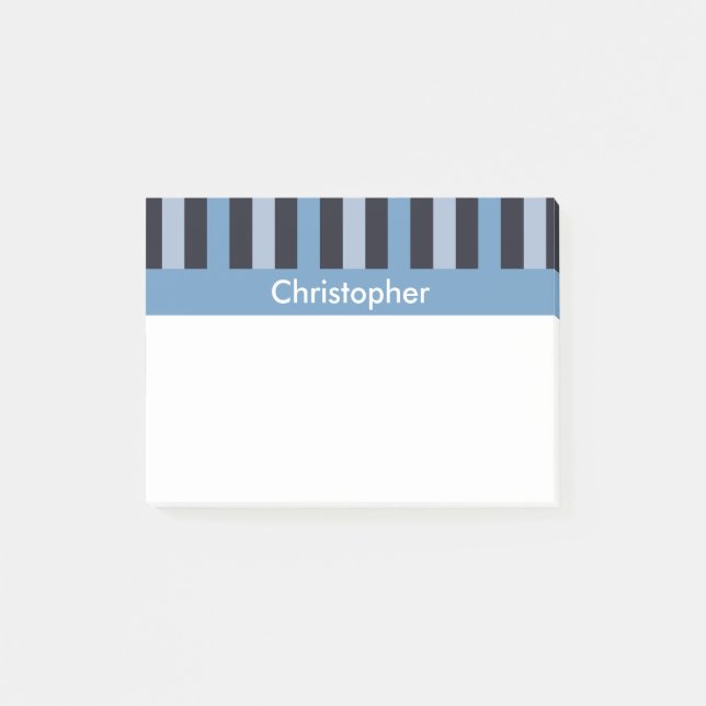 Glattes Blau Striped Post-it Klebezettel (Vorderseite)
