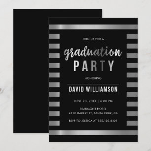 Glattes schwarzes u. silbernes einladung