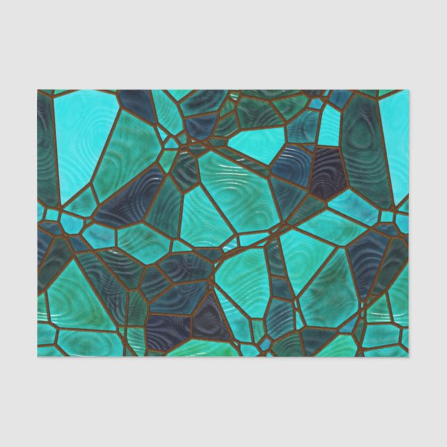 Glattglaseffekt von Grün und Blues Seidenpapier (Vorderseite)