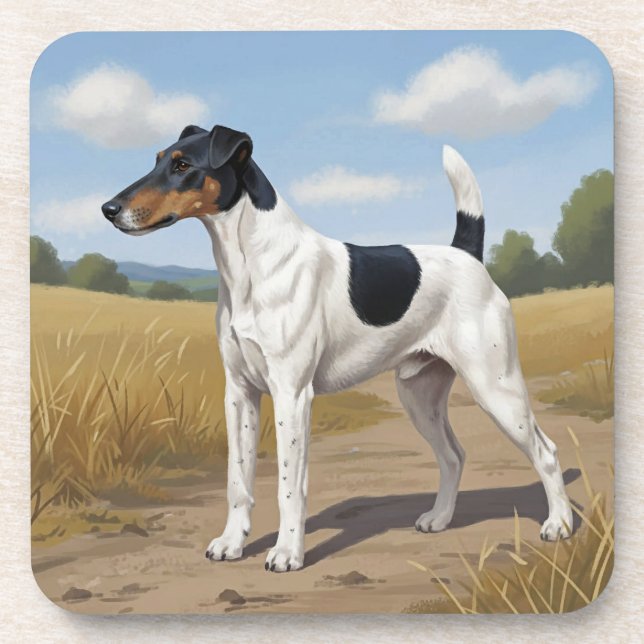 Glatthaar-Foxterrier Getränkeuntersetzer (Vorderseite)