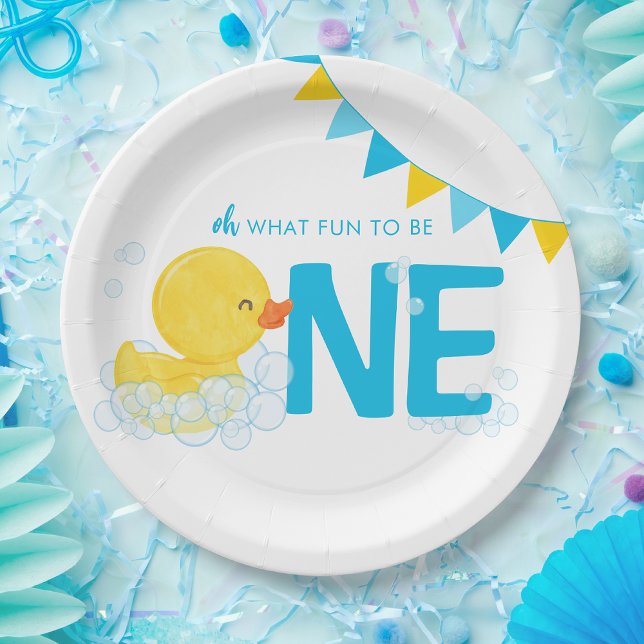 Glattlederente 1. Geburtstag Pappteller (Duck 1st Birthday Party Paper Plates)