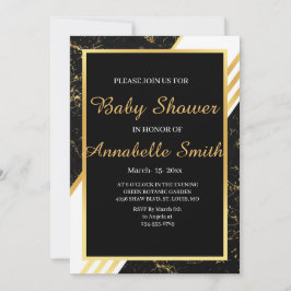 Glattlederstreifen aus Gold Typografie schwarze Ba Einladung