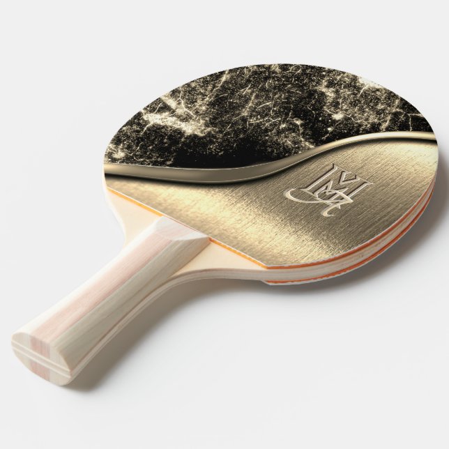 Glattlegiertes Metall und Metallstein Mit Monogram Tischtennis Schläger (Vorderseite)