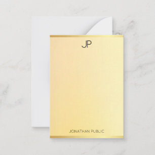 Glattlehre Mit Monogramm Einfach Mitteilungskarte