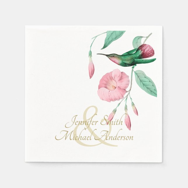 Glattrosa Hummingbird Blume Serviette (Vorderseite)