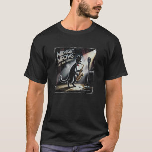 Glatze Katze mit Saxophon im Jazzclub-Scheinwerfer T-Shirt