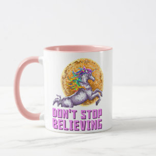 Glaub weiter an Regenbogen Einhörner Tasse