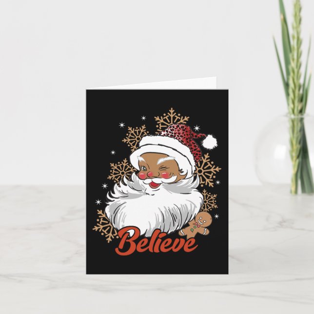 Glaube Afro Santa African American Christmas Blac Karte (Vorderseite)
