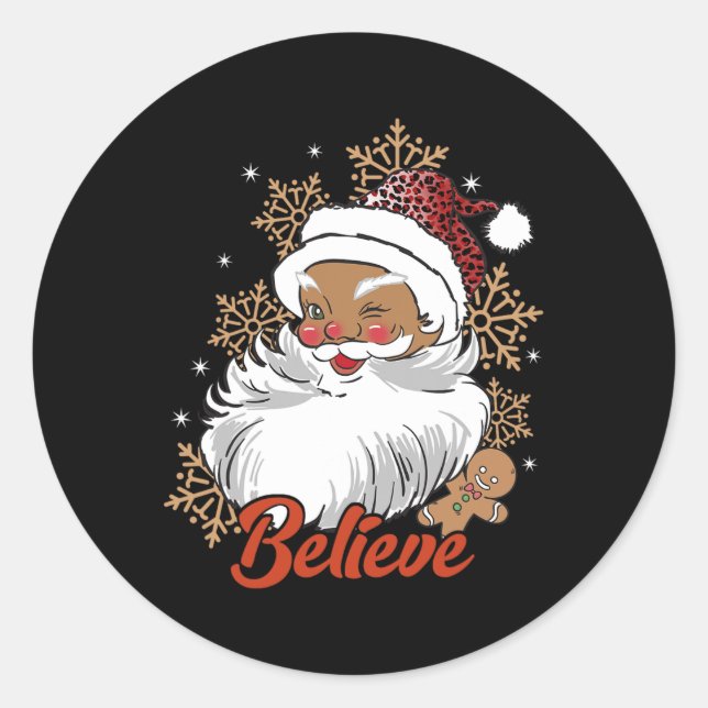 Glaube Afro Santa African American Christmas Blac Runder Aufkleber (Vorderseite)