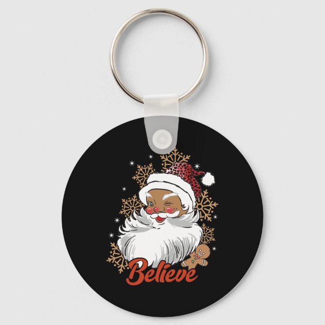Glaube Afro Santa African American Christmas Blac Schlüsselanhänger (Vorderseite)