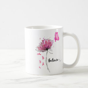 Glaube an Blume Schmetterling Pink Ribbon Brustkre Kaffeetasse