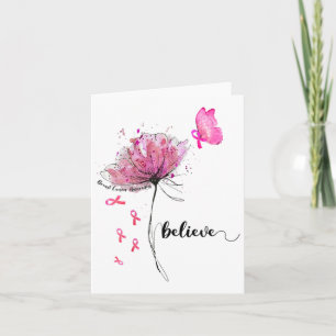 Glaube an Blume Schmetterling Pink Ribbon Brustkre Karte