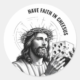 Glaube an Cheesus - Lustiges Jesus Meme Runder Aufkleber