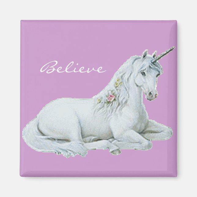 Glaube an das Unicorn Square Magnet (Vorne)
