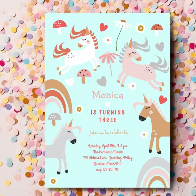 Glaube an den magischen Einhorn-Kindergeburtstag Einladung (Von Creator hochgeladen)