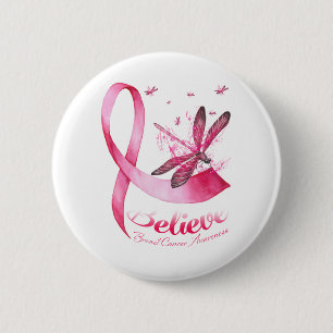 Glaube an den Rosa-Ribbon-Brustkrebs des Dragonfly Button