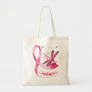 Glaube an den Rosa-Ribbon-Brustkrebs des Dragonfly Tragetasche