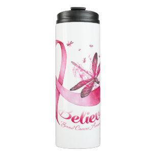 Glaube an den Rosa-Ribbon-Brustkrebs des Libellenf Thermosbecher