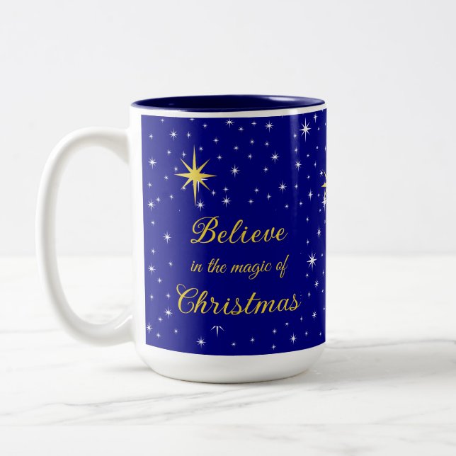 Glaube an den Zauber der Weihnachtszeit-Tasse Zweifarbige Tasse (Links)