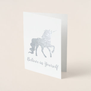 Glaube an dich selbst Einhorn Silber Folienkarte