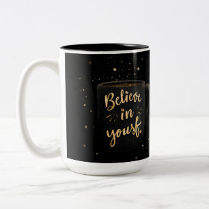 "Glaube an dich selbst" Gold Glitter-Kaffeetasse Zweifarbige Tasse