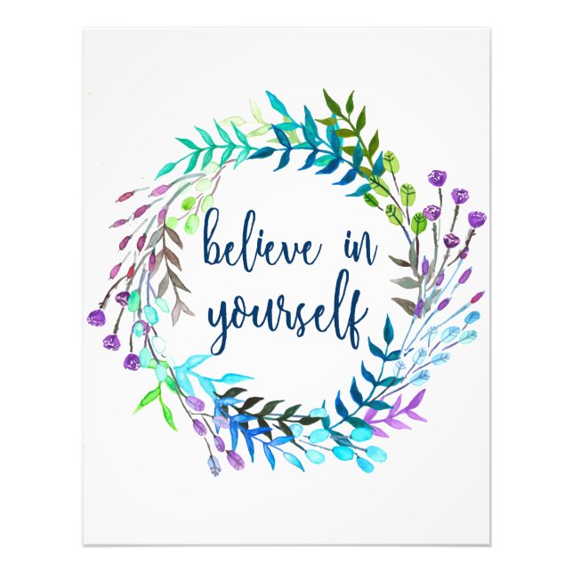 "Glaube an dich selbst" inspirierendes Zitat Fotodruck (Vorne)