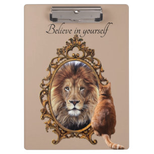 Glaube an dich selbst   Lion Vintag Inspiration Klemmbrett