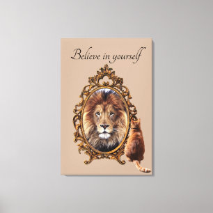 Glaube an dich selbst   Lion Vintag Inspiration Leinwanddruck