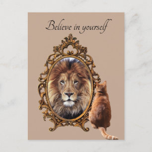 Glaube an dich selbst   Lion Vintag Inspiration Postkarte