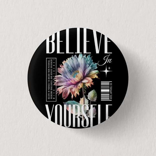 Glaube an dich selbst Logo-Design Button (Vorderseite)