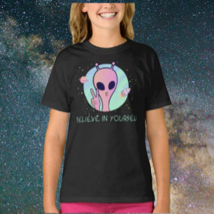 Glaube an dich selbst Pinke Alien Kinder T-Shirt