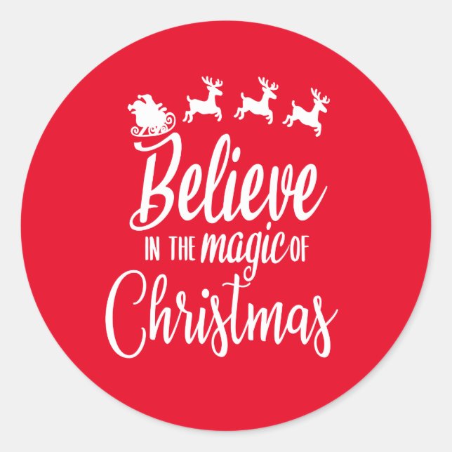 Glaube an die Magie der Weihnachtszeit Runder Aufkleber (Vorderseite)