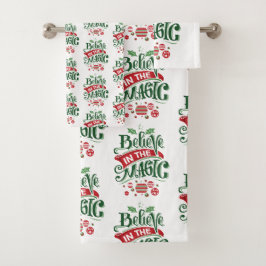 Glaube an die Weihnachtstypografie der Magie Badhandtuch Set