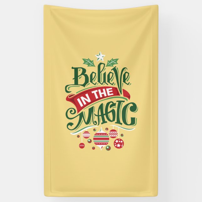 Glaube an die Weihnachtstypografie der Magie Banner (Vertikal)