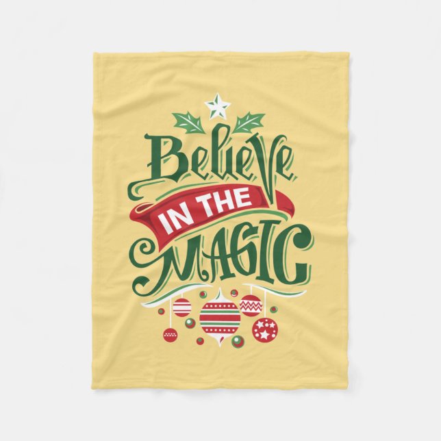 Glaube an die Weihnachtstypografie der Magie Fleecedecke (Vorderseite)