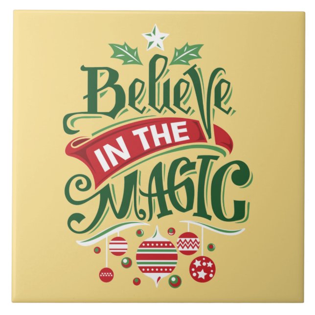 Glaube an die Weihnachtstypografie der Magie Fliese (Vorderseite)