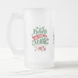 Glaube an die Weihnachtstypografie der Magie Mattglas Bierglas