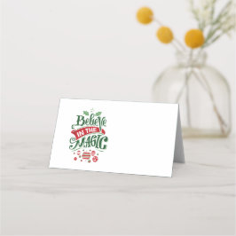Glaube an die Weihnachtstypografie der Magie Platzkarte