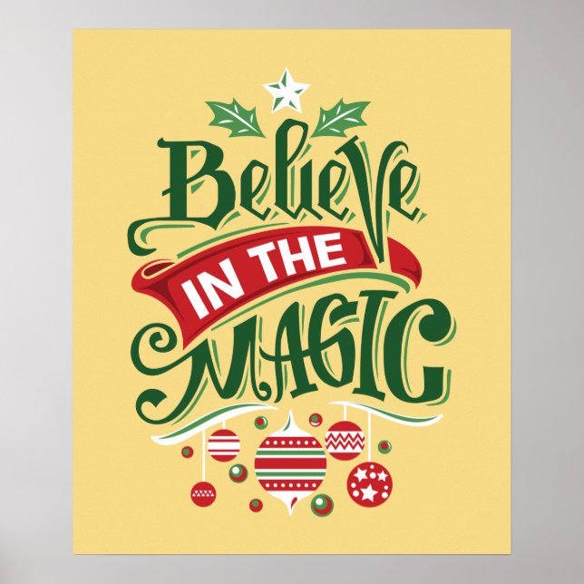 Glaube an die Weihnachtstypografie der Magie Poster (Vorne)