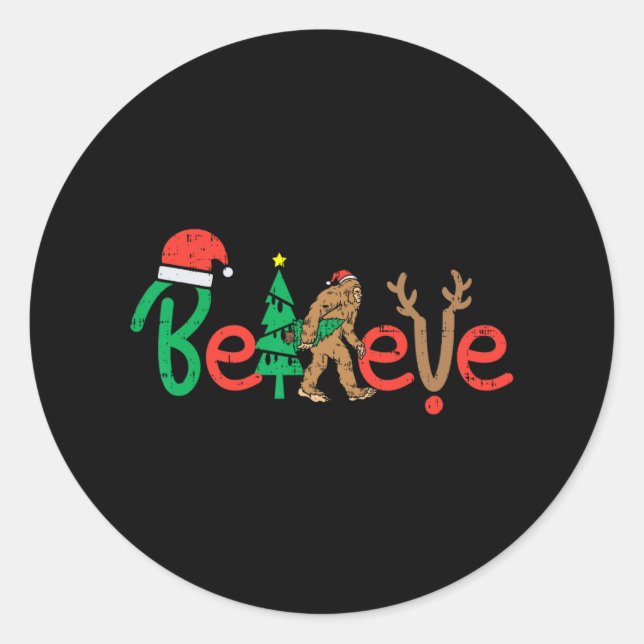 Glaube an die Weihnachtszeit der Rentiere Runder Aufkleber (Vorderseite)