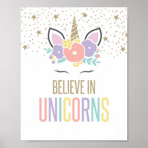 Glaube an Einhörner Regenbogen-Einhorn-Plakat Poster